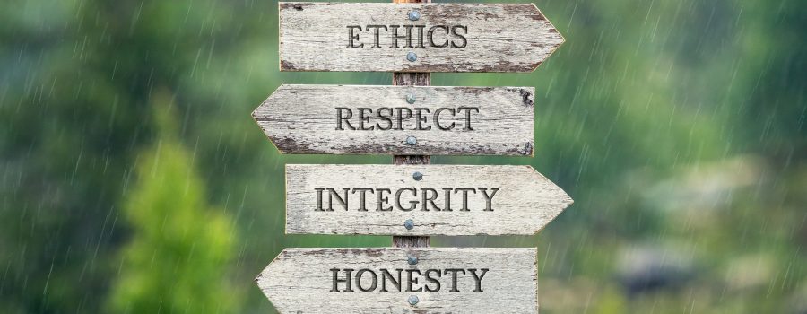 signs indicating ethics respect integrity honesty in staging
